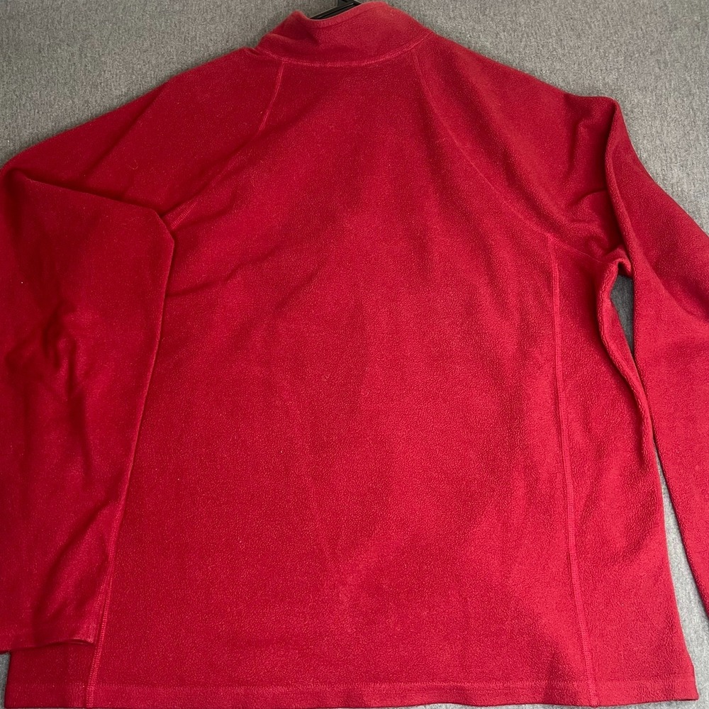 L.L. Bean Men's Large Red Fleece Quarter Zip Pullover Sweater Chest Pocket - Picture 6 of 9